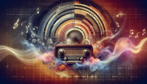 Soundbranding visual with radio waves and music notes.