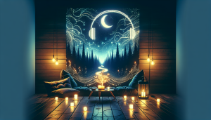 Cozy lounge with dim lights and ambient decor.