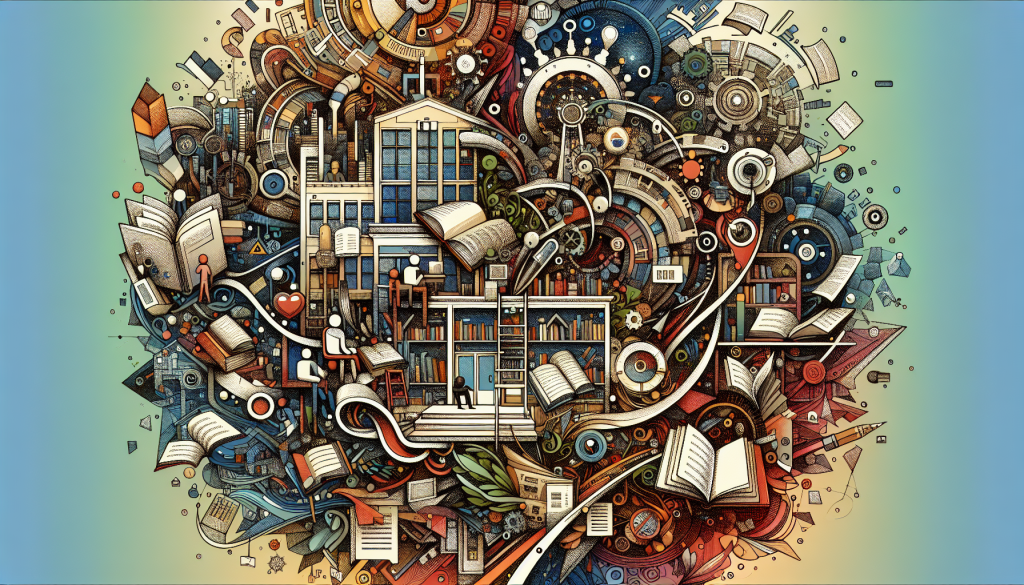 Aerial view of a city library with outdoor reading areas.