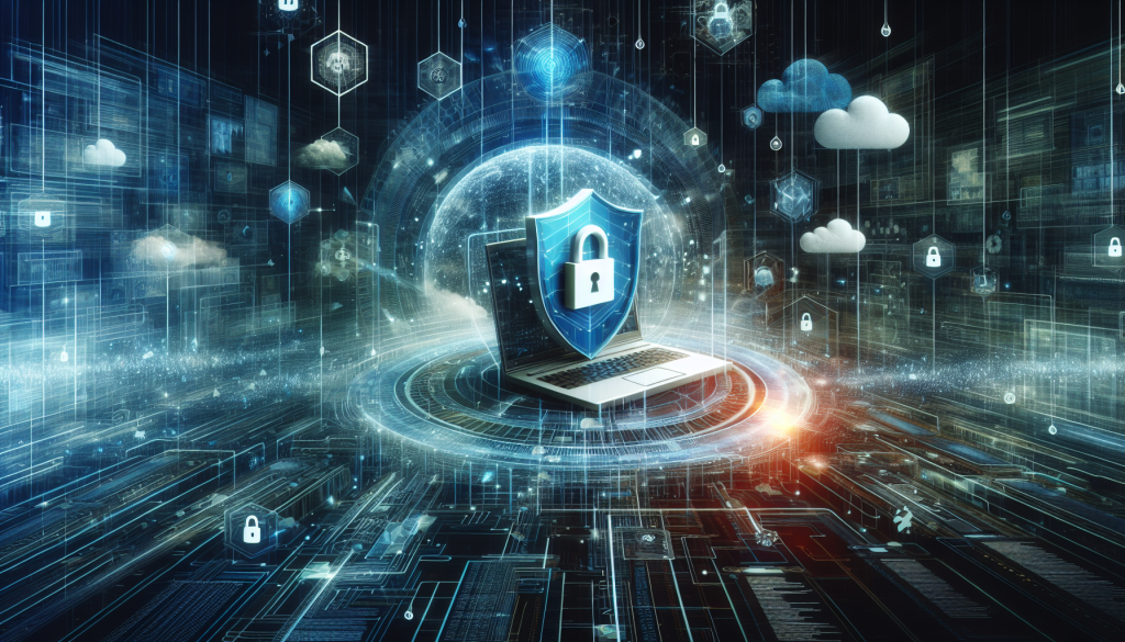 Lock symbol with digital code background.