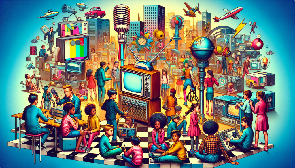 Children watching educational TV programs.